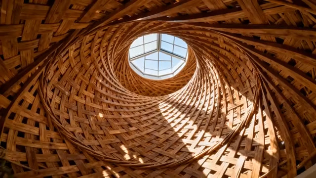  螺旋木质穹顶天窗光影1494#横屏 	 