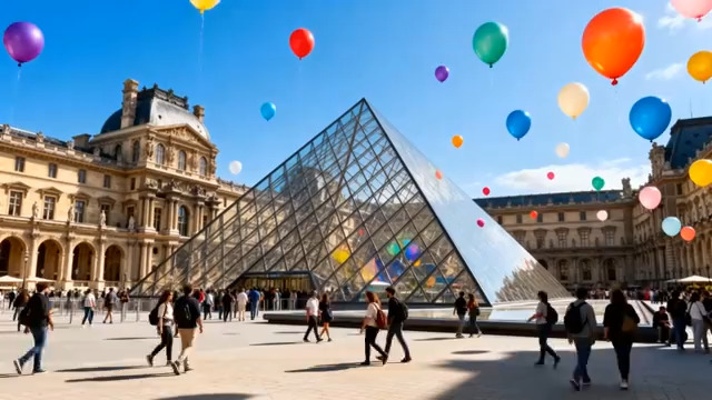  卢浮宫广场彩色气球1481#横屏 	 