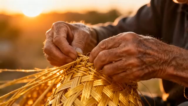  老手编织传统竹篮1458#横屏 	 