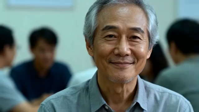  老年男性微笑特写1443#横屏 	 - 