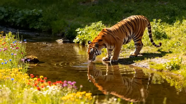  老虎河边饮水特写1427#横屏 	 