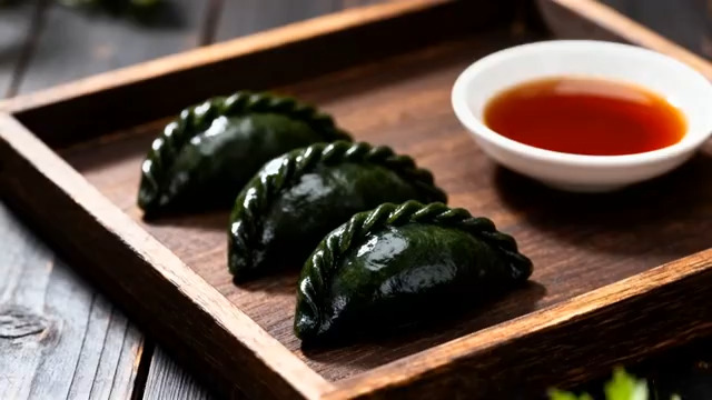  筷子夹起青团特写1365#横屏 	 