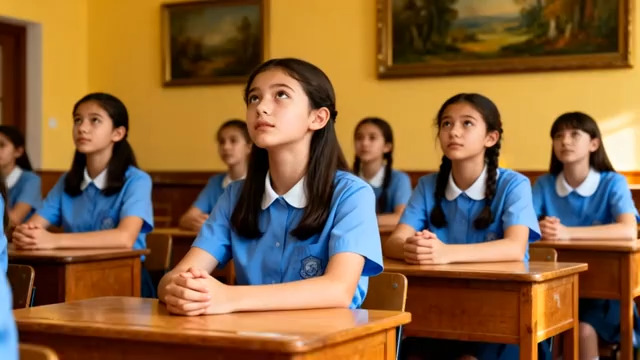  课堂上认真听讲的女生们1352#横屏 	 