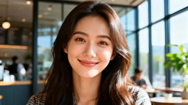  咖啡馆微笑女孩1296#横屏 	 - 