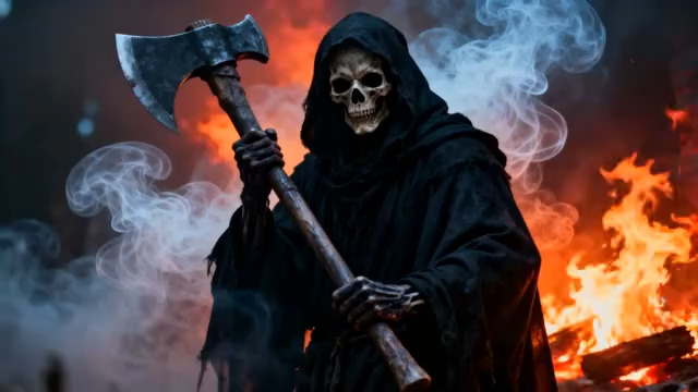  火焰中的骷髅死神1015#横屏 	 