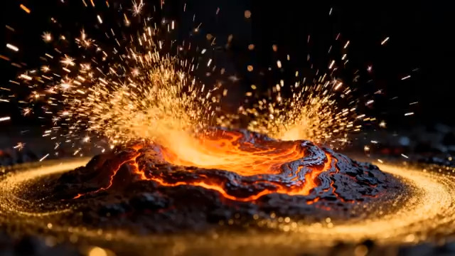  火山喷发岩浆四溅1013#横屏 	 