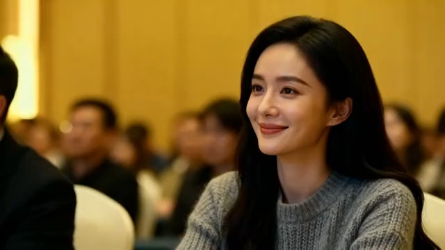  会议现场微笑女性观众1003#横屏 	 -