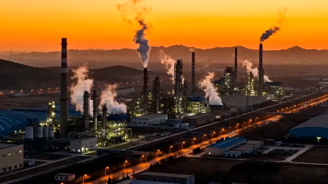  黄昏工业厂区全景979#横屏 	 - 