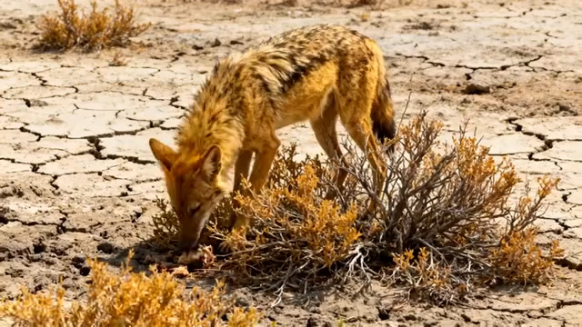  荒漠中的豺狼觅食976#横屏 	 