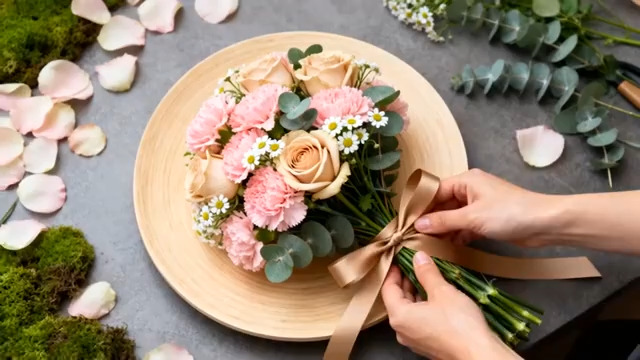  花艺师包扎鲜花束968#横屏 	 