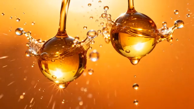  金色液体滴落慢镜头1196#横屏 	 