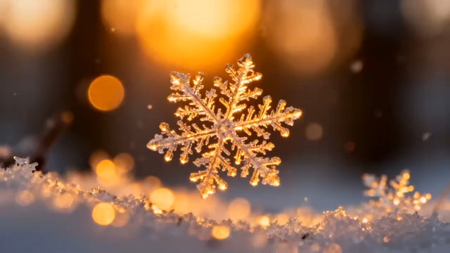  金色雪花特写1193#横屏 	 