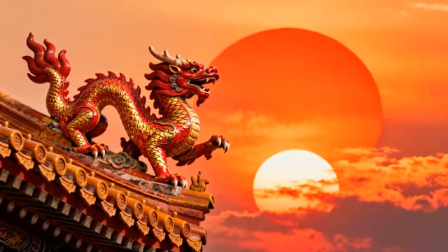  金龙戏日 盛世东方1125#横屏 	 