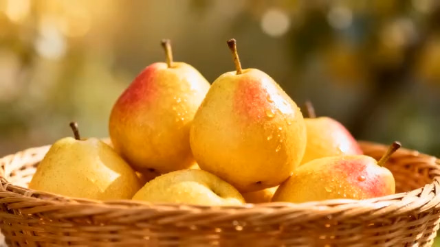  金黄红香酥梨特写1115#横屏 	 