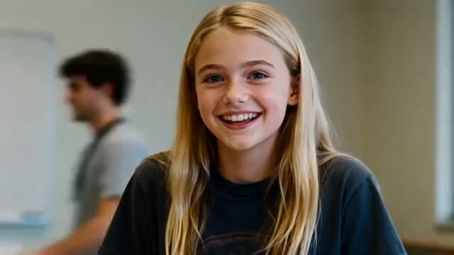  金发女孩灿烂笑容1110#横屏 	 - 