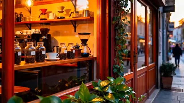  街角咖啡馆暖光夜景1103#横屏 	 - 