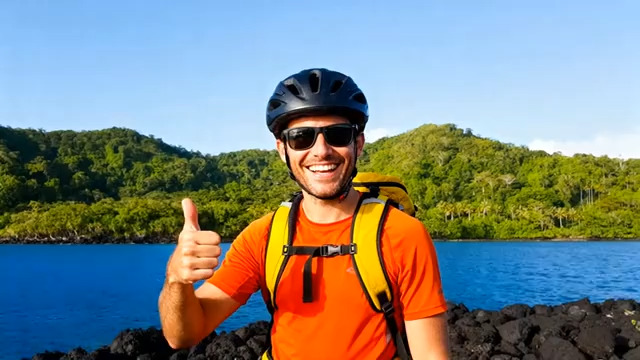  户外男士竖大拇指点赞957#横屏 	 