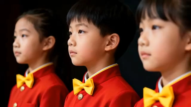  红衣黄领结儿童肖像925#横屏 	 