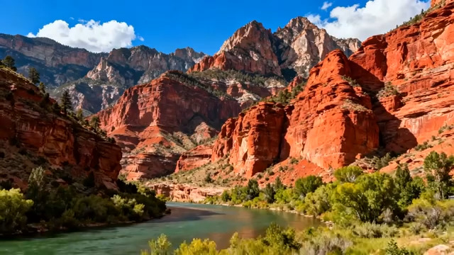  红色峡谷河流景观912#横屏 	 