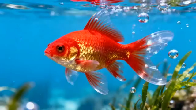  红色金鱼水中游动900#横屏 	 