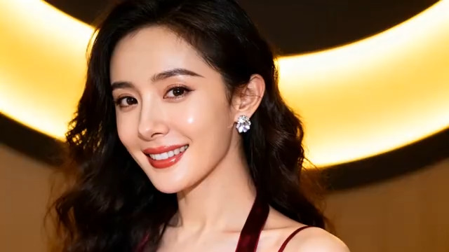  红裙美女微笑特写888#横屏 	 -