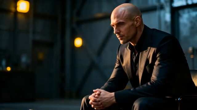  黑衣光头男沉思特写859#横屏 	 -