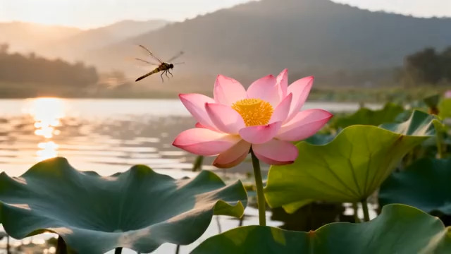  荷塘蜻蜓戏莲图855#横屏 	 - 