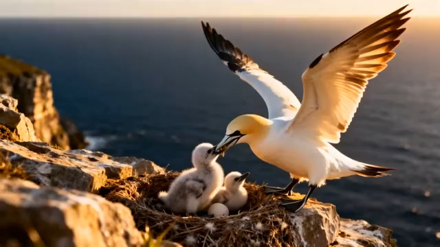  海鸟喂食幼鸟787#横屏 	 - 