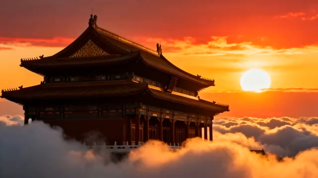  故宫日出云海延时732#横屏 	 