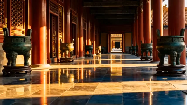  故宫宫殿走廊光影719#横屏 	 