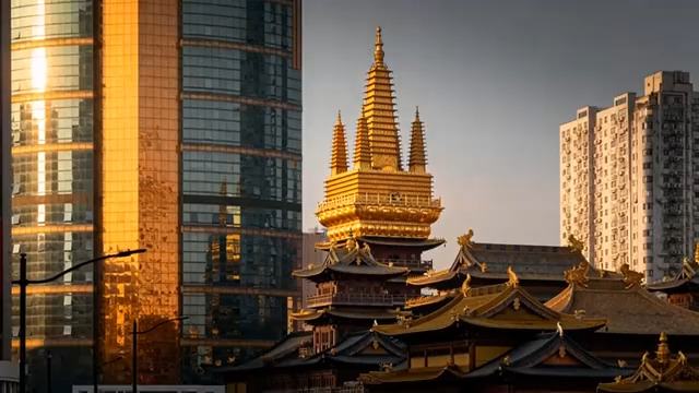  古今建筑同框 城市天际线692#横屏 	 