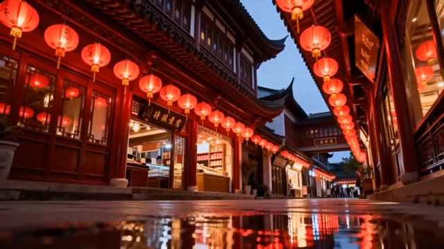  古街红灯笼夜景689#横屏 	 