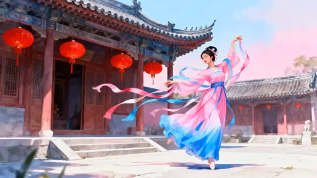  古风女子汉服舞蹈664#横屏 	 