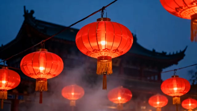  古风红灯笼夜景658#横屏 	 