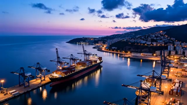  港口黄昏货运作业556#横屏 	 