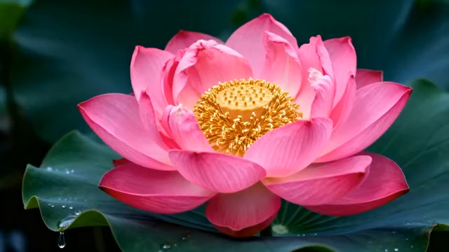  高清盛开粉色荷花特写562#横屏 	 - 