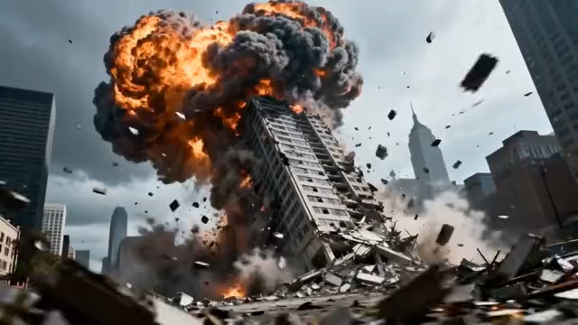  高楼爆炸倒塌特效560#横屏 	 