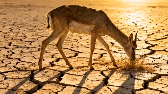  干旱土地上的羚羊觅食544#横屏 	 