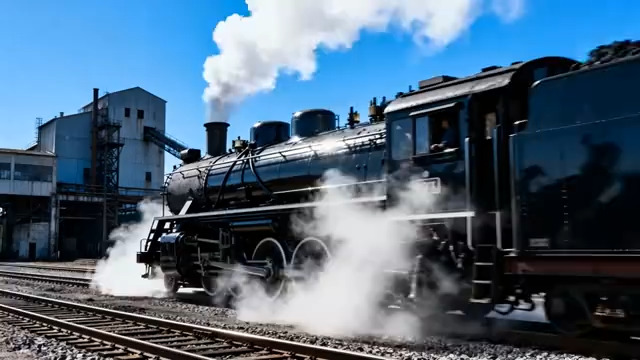  复古蒸汽火车行驶538#横屏 	 