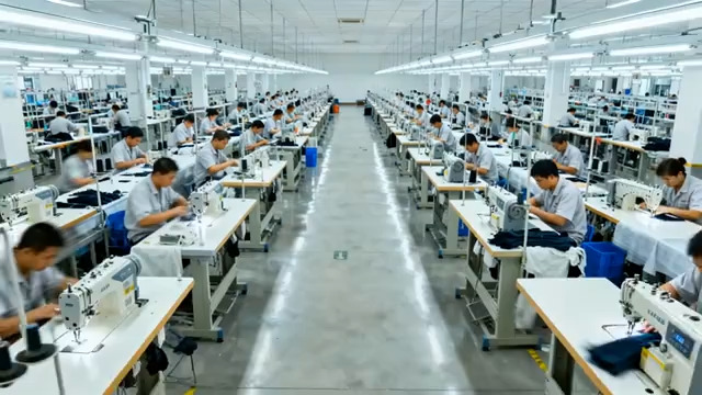  服装工厂生产线实拍523#横屏 	 