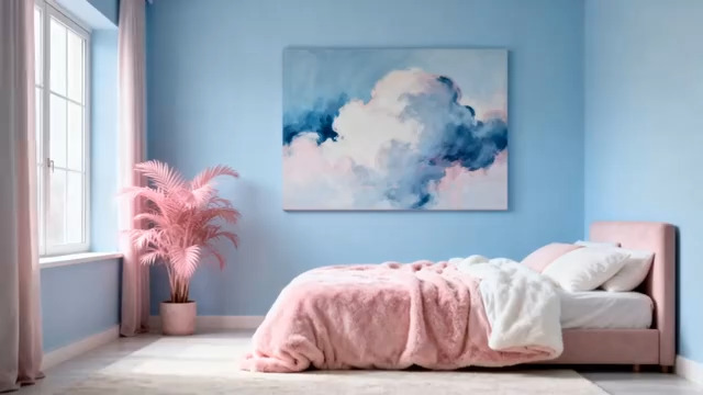  粉色卧室温馨场景509#横屏 	 