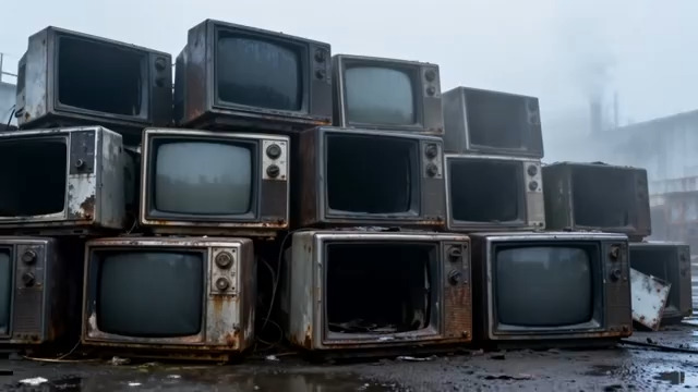  废弃老式电视机堆489#横屏 	 -