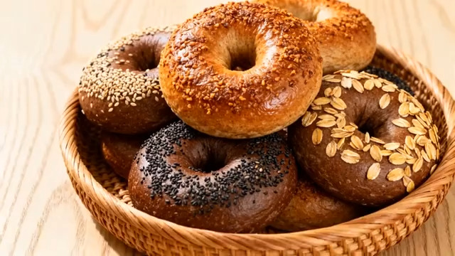  多种口味贝果面包463#横屏 	 