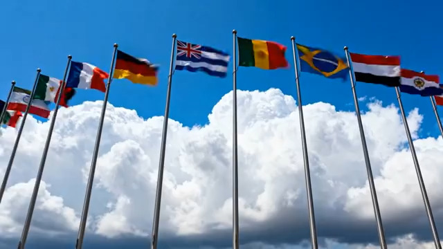  多国飘扬蓝天460#横屏 	 