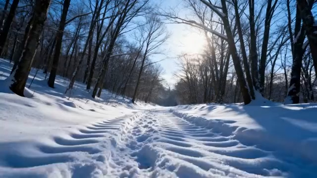  冬日雪林阳光路438#横屏 	 