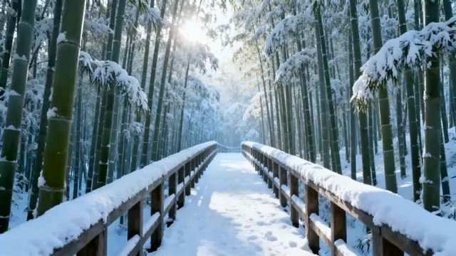  冬日雪后竹林小径432#横屏 	 