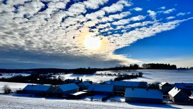  冬日村庄雪景416#横屏 	 