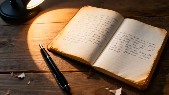  复古笔记本与钢笔525#横屏 	 