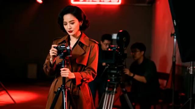  复古女摄影师工作中531#横屏 	 