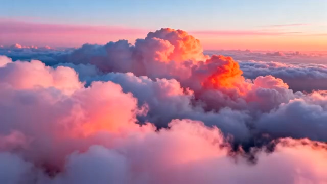  粉色云海唯美航拍514#横屏 	 